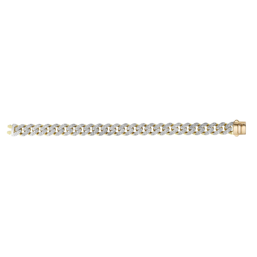 14K Gold 11.5mm Lite Miami Cuban with Diamonds -Yellow | Box with Both Side Push