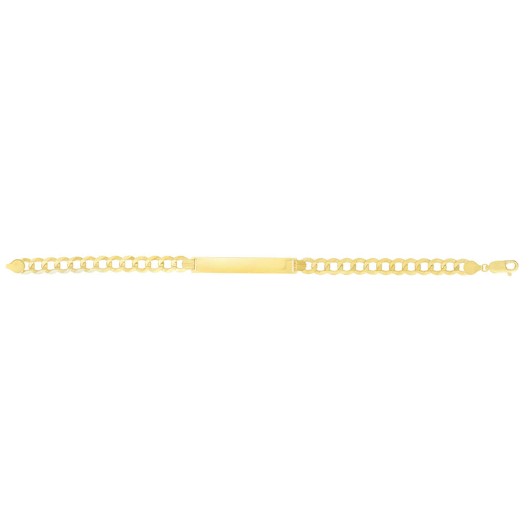 14K Gold 6.7mm Polished Curb ID Bracelet-Yellow | Lobster
