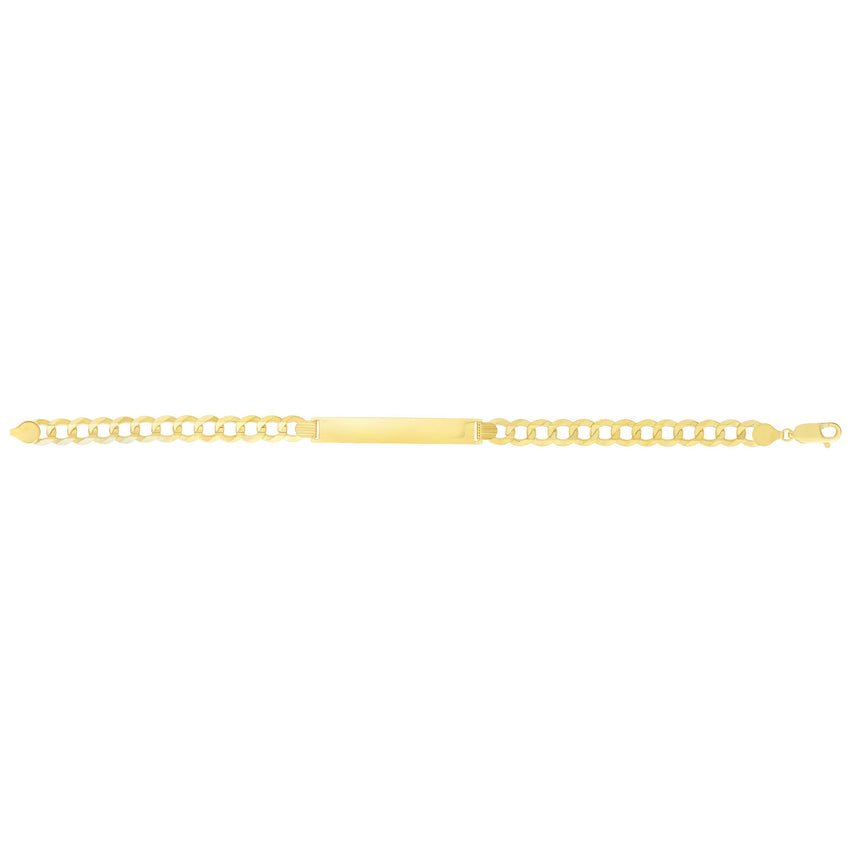 14K Gold 6.7mm Polished Curb ID Bracelet-Yellow | Lobster