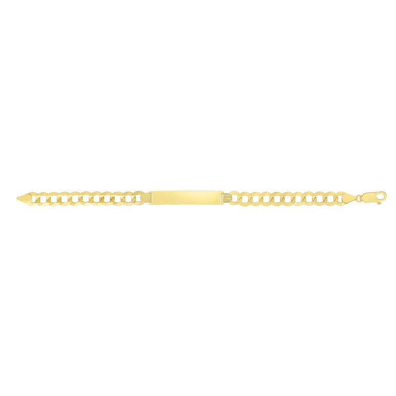 14K Gold 8.3mm Polished Curb ID Bracelet-Yellow | Lobster