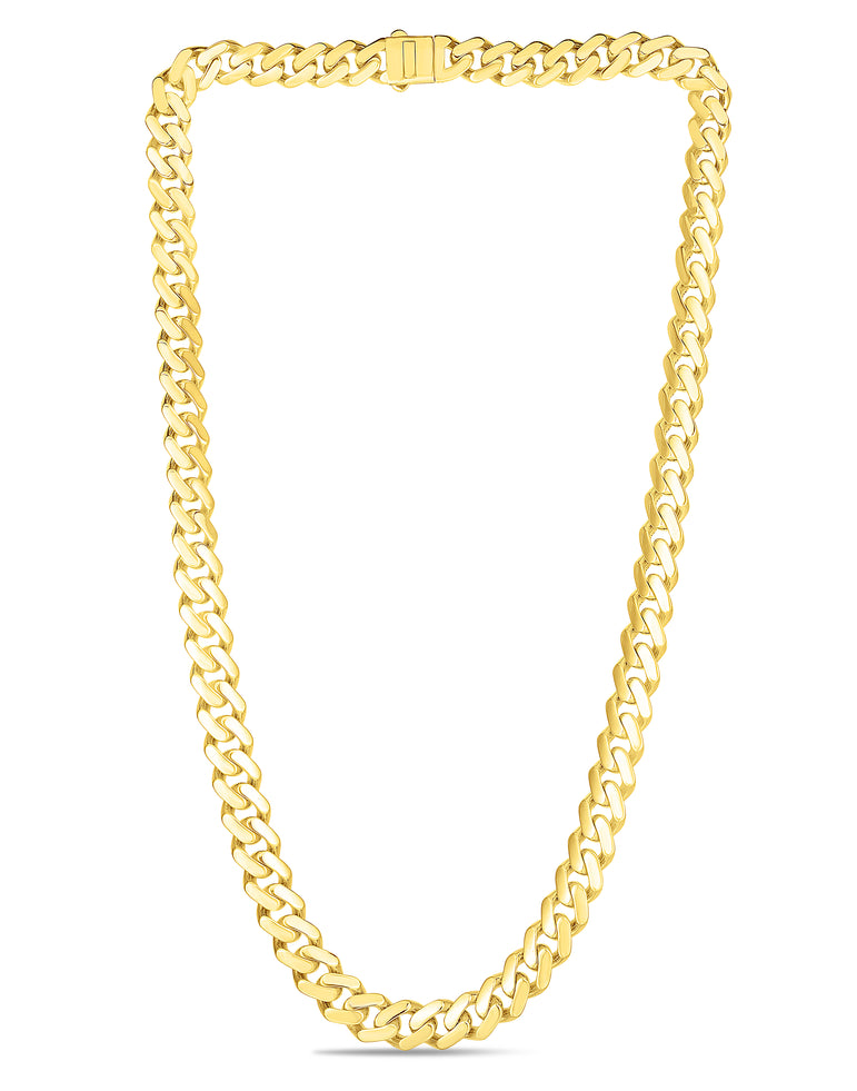 14K Gold 22" 9.5mm Lite Miami Cuban Chain-Yellow | Box with Both Side Push