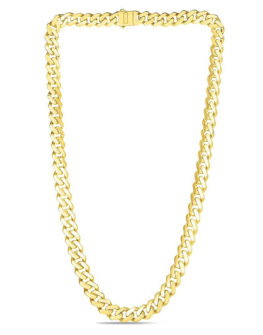14K Gold 22" 9.5mm Lite Miami Cuban Chain-Yellow | Box with Both Side Push