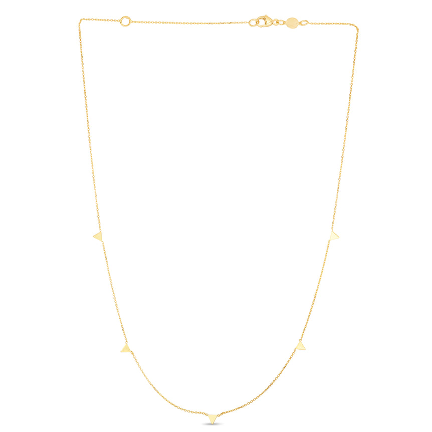 14K Gold Dangle Spike Necklace-Yellow | Lobster