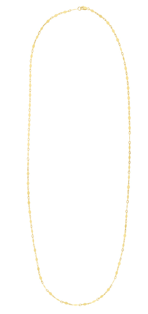 14K Gold Diamond Shape Mirror Chain-Yellow | Lobster