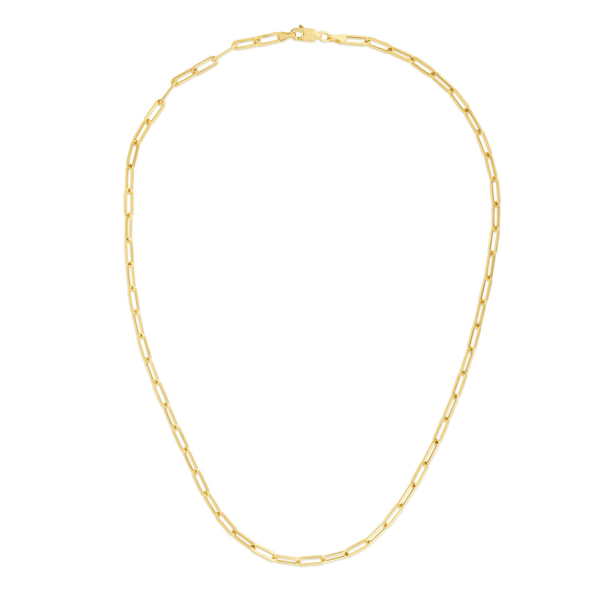 14K Gold 3.2mm Paperclip Chain-Yellow | Lobster