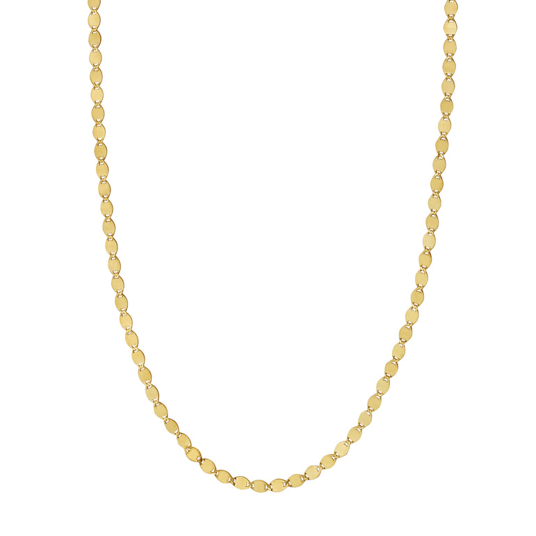 14K Gold 2.2mm Oval Mirror Link Chain -Yellow | Lobster