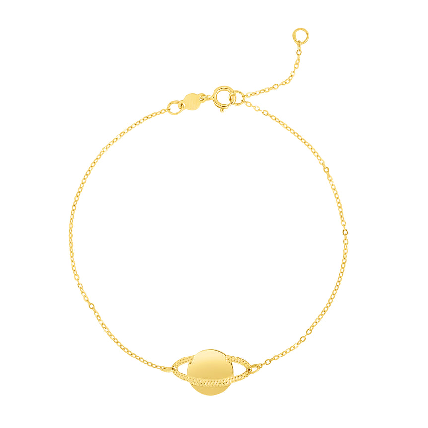 14K Gold Saturn Bracelet-Yellow | Spring Ring