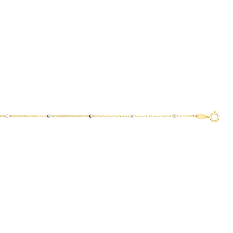 14K Gold Diamond Cut Bead Saturn Chain -Yellow | Spring Ring