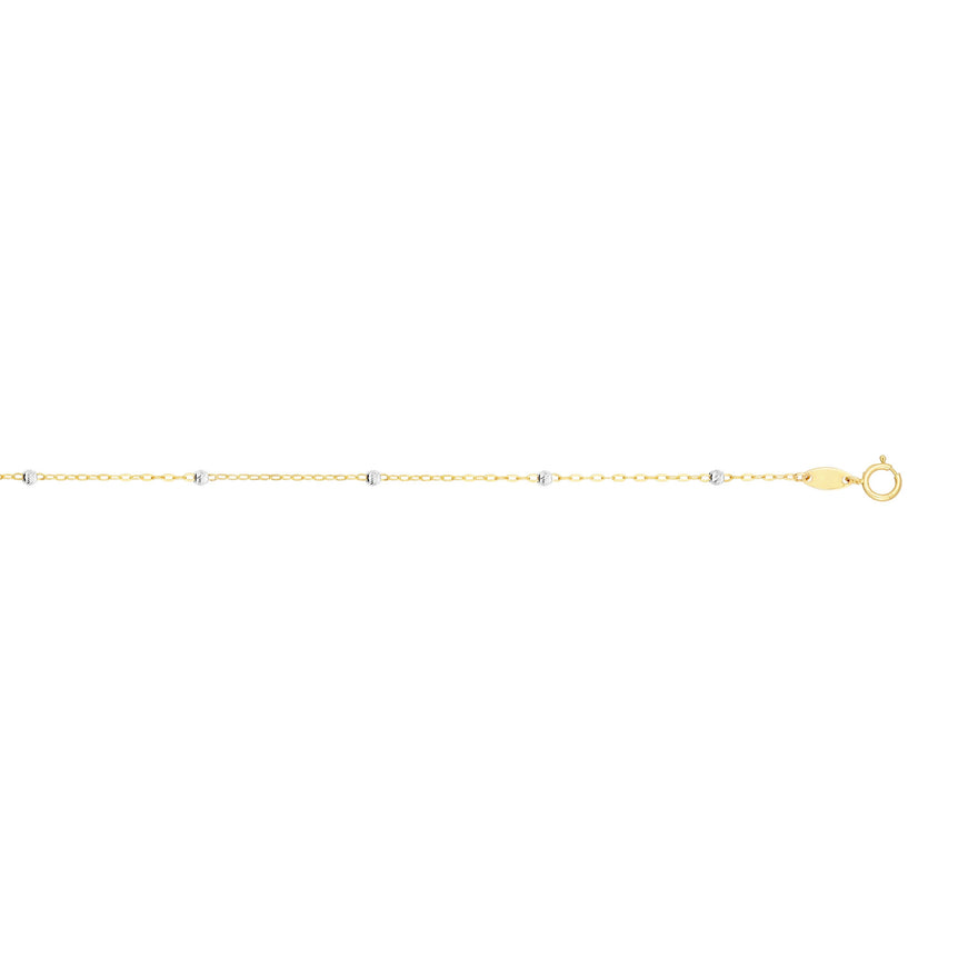 14K Gold Diamond Cut Bead Saturn Chain -Yellow | Spring Ring