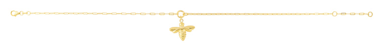 14K Gold Dangling Bumblebee Chain-Yellow | Pear Shaped Lobster