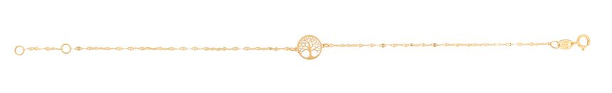 14K Gold Tree of Life on Mirror Chain Bracelet-Yellow | Spring Ring