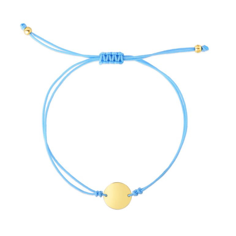 14K Blue Cord Circle Adjustable Bracelet-Yellow | Draw String