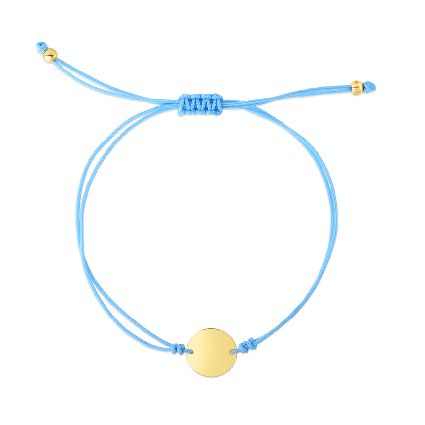 14K Blue Cord Circle Adjustable Bracelet-Yellow | Draw String