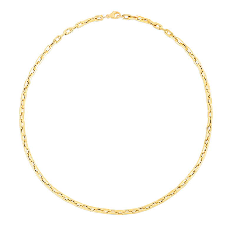 14K Corto Link Paperclip Chain Necklace-Yellow | Pear Shaped Lobster