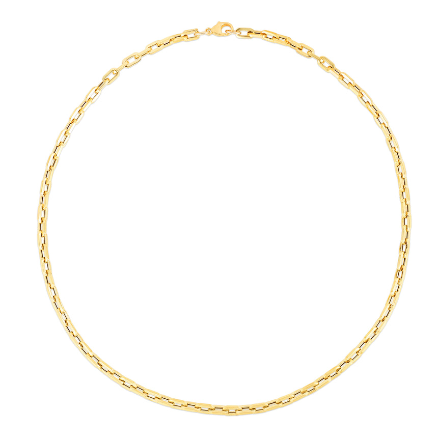 14K Corto Link Paperclip Chain Necklace-Yellow | Pear Shaped Lobster