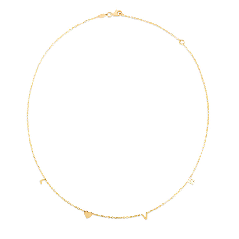 14K LOVE Necklace-Yellow | Pear Shaped Lobster
