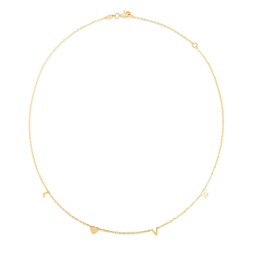 14K LOVE Necklace-Yellow | Pear Shaped Lobster