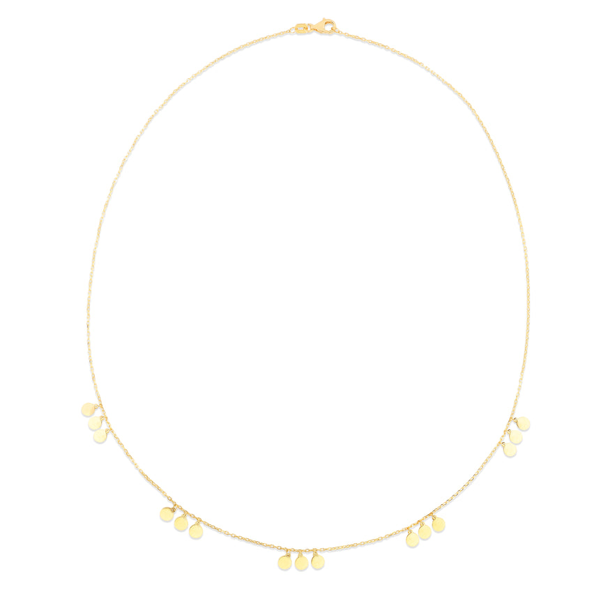 14K Dangle Disc Necklace-Yellow | Spring Ring