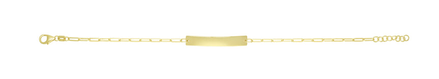14K ID Bar Paperclip Bracelet-Yellow | Pear Shaped Lobster