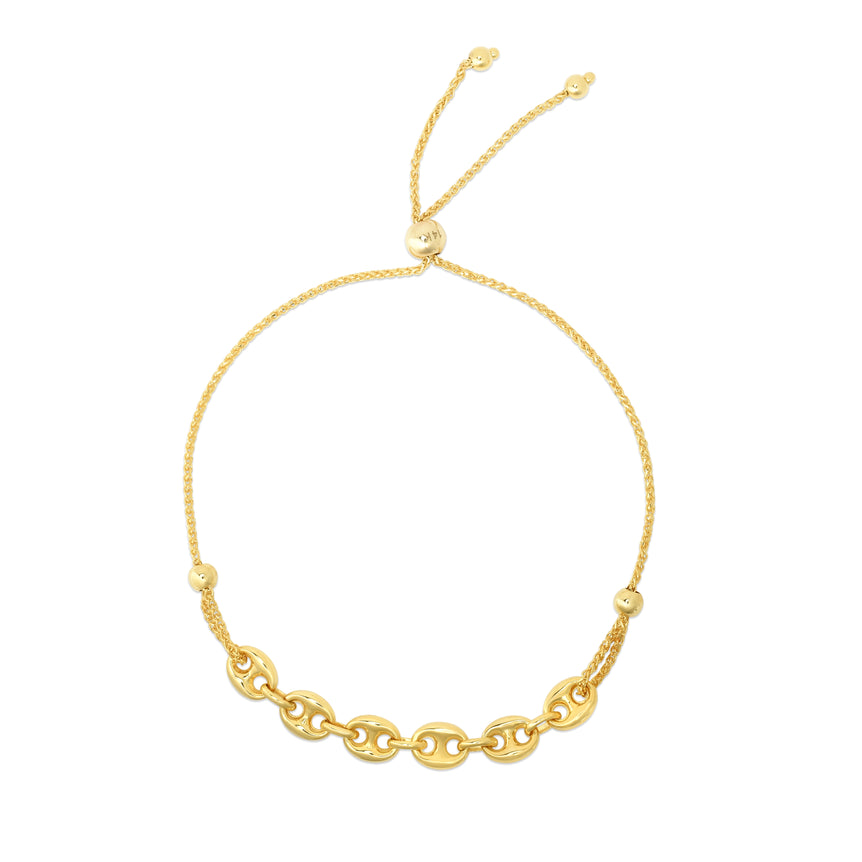 14K Mariner Link Friendship Bracelet-Yellow | Draw String