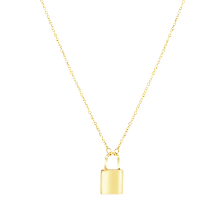 14K Lock Necklace-Yellow | Pear Shaped Lobster