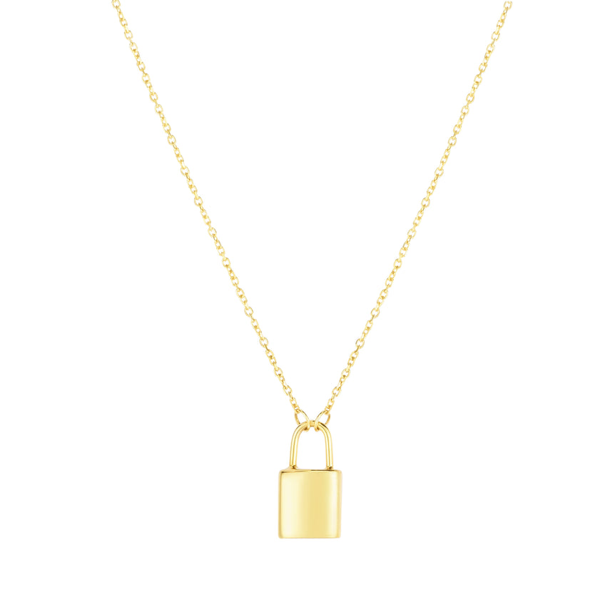 14K Lock Necklace-Yellow | Pear Shaped Lobster