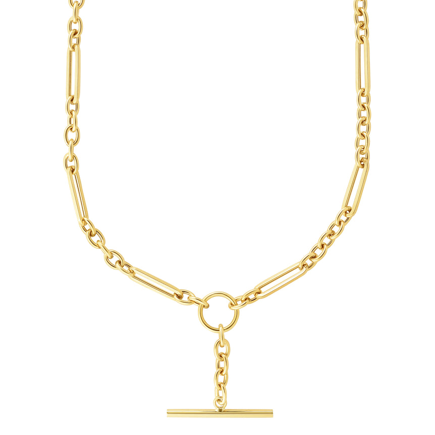 14K Toggle Necklace-Yellow | Pear Shaped Lobster