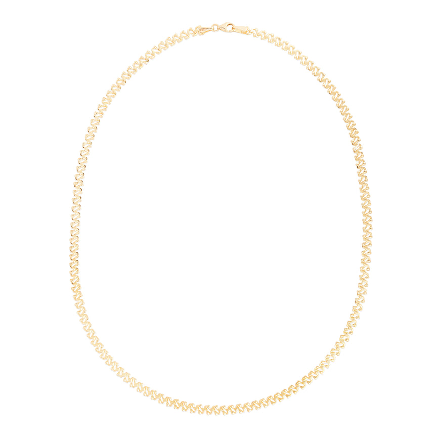 14K Gold Textured Fancy Chain-Yellow | Pear Shaped Lobster