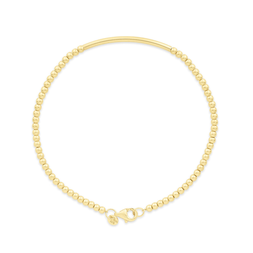 14K Gold Bead Bar Bracelet-Yellow | Pear Shaped Lobster