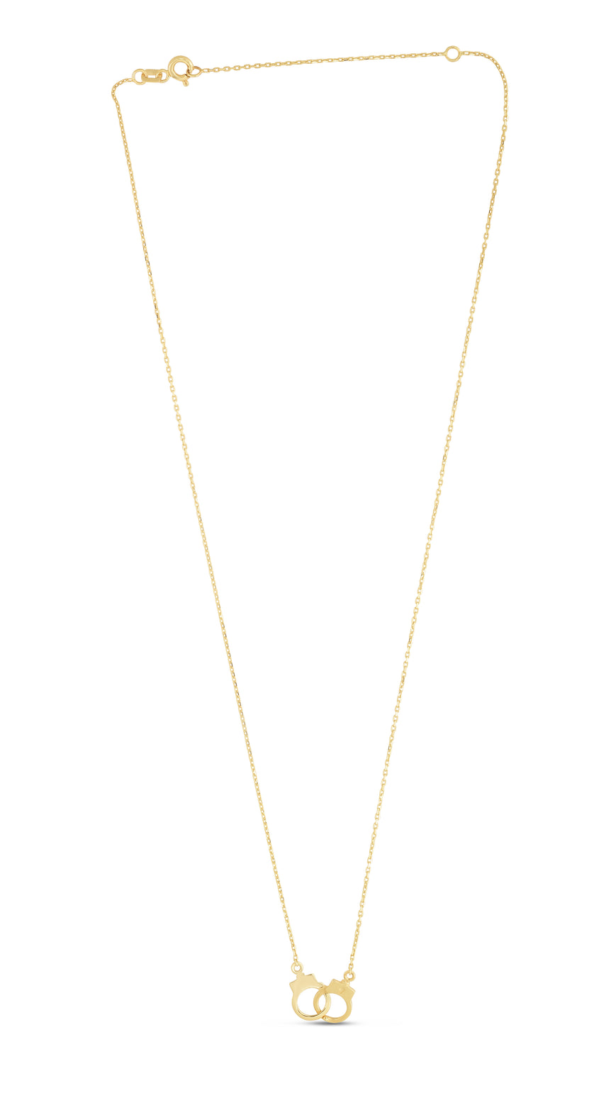 14K Gold Handcuff Necklace-Yellow | Spring Ring