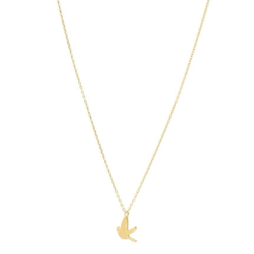 14K Dove Necklace -Yellow | Spring Ring