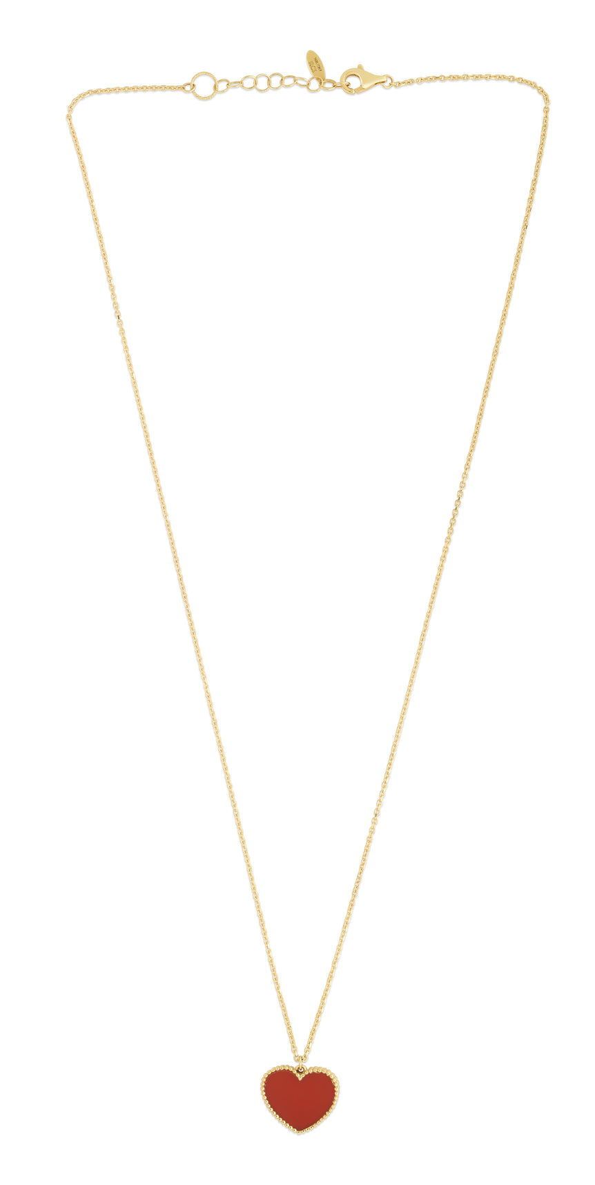 14K Gold Red Cornelia Heart Necklace-Yellow | Pear Shaped Lobster
