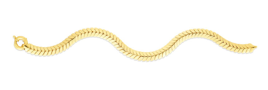 14K Gold 6mm Chevron Link Bracelet-Yellow | Giant Spring Ring