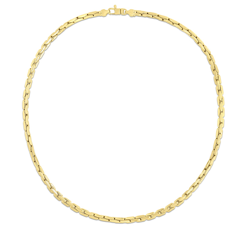 14K Gold Compressed Cable Link Necklace-Yellow | Lobster