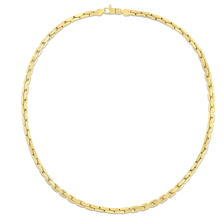 14K Gold Compressed Cable Link Necklace-Yellow | Lobster
