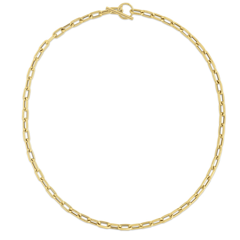14K Gold Paperclip Toggle Link Necklace-Yellow | Toggle