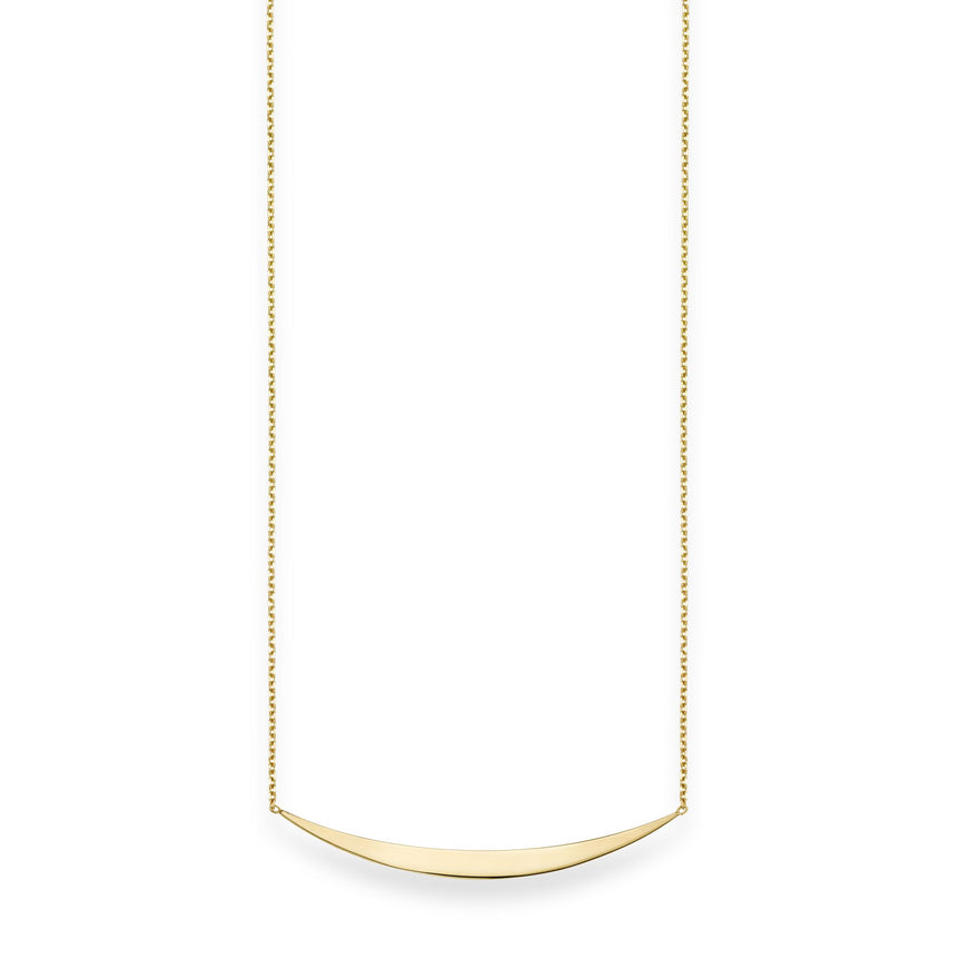 14K Gold Polished Crescent Bar Necklace-Yellow | Lobster
