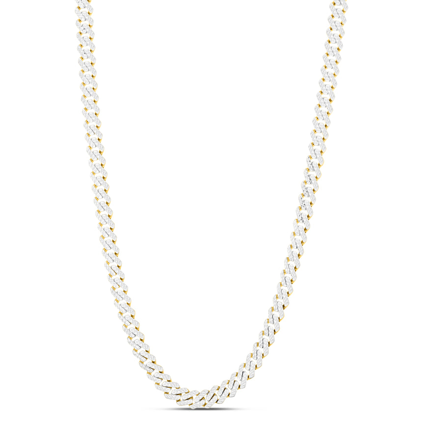 14K 8mm White Pave Modern Lite Edge  Chain-Yellow | Box with Both Side Push