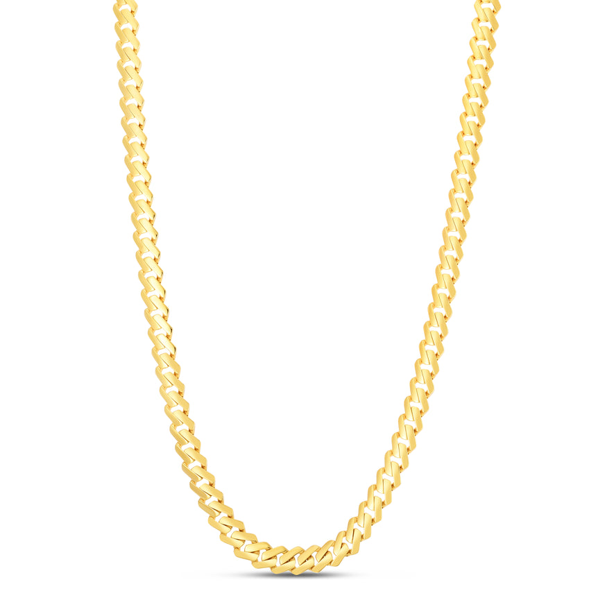 14K 8mm High Polish Modern Lite Edge  Chain-Yellow | Box with Both Side Push