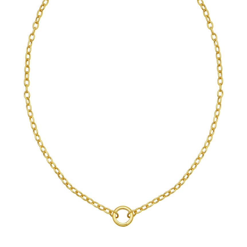 14K Push Lock Charm Necklace-Yellow | Special