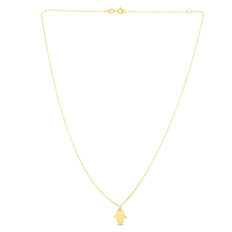 14K Gold Hamsa Necklace-Yellow | Spring Ring