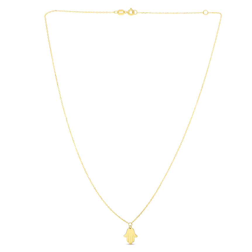 14K Gold Hamsa Necklace-Yellow | Spring Ring