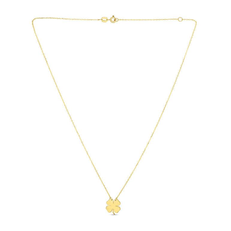 14K Gold Clover Necklace-Yellow | Spring Ring