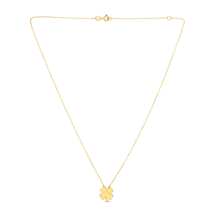 14K Gold Clover Necklace-Yellow | Spring Ring