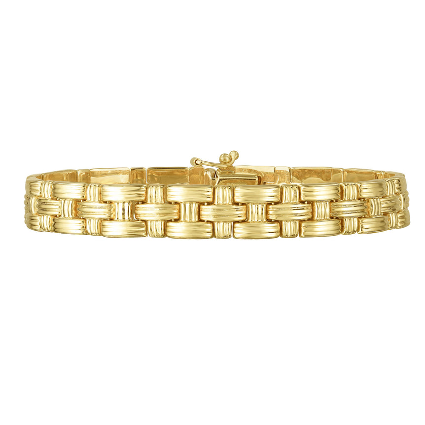 14K Gold Basketweave Bracelet-Yellow | Box