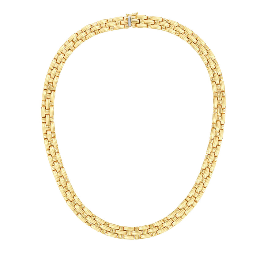 14K Gold Basketweave Necklace-Yellow | Box