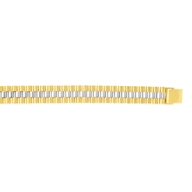 14K Gold 12.3mm Railroad Link Bracelet-Two-tone | Snap