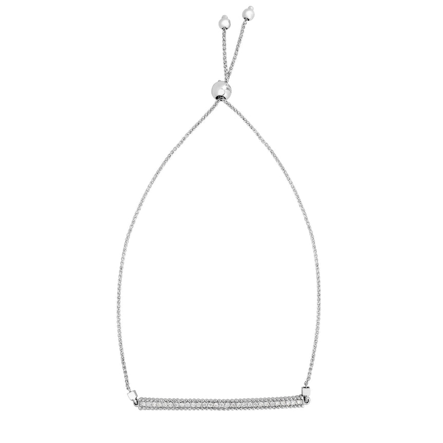 14K Gold Diamond Bar Friendship Bracelet-White | Draw String
