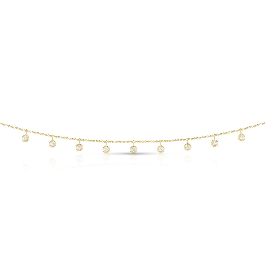 14K Gold .50ct Dangling Diamonds Necklace-Yellow | Spring Ring