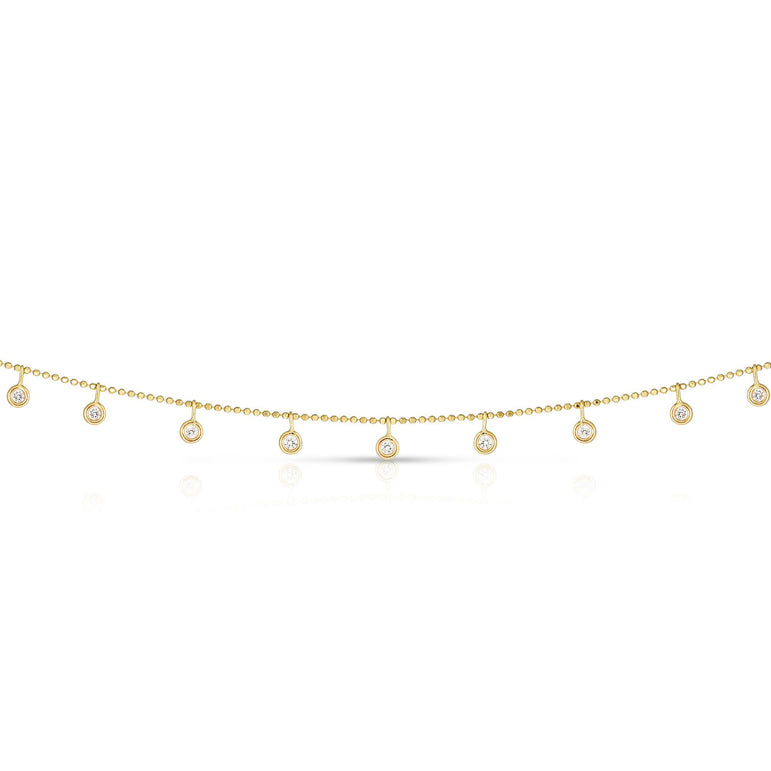 14K Gold .25ct Dangling Diamonds Necklace-Yellow | Spring Ring